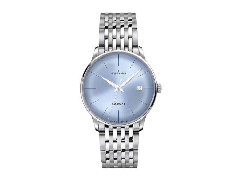 Meister Automatik Edelstahl 40mm blaues Zifferblatt Metallband