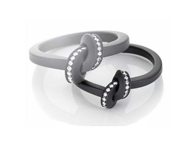 Knoten endlos locker Brillant Damenring Edelstahl IP schwarz 2,5mm