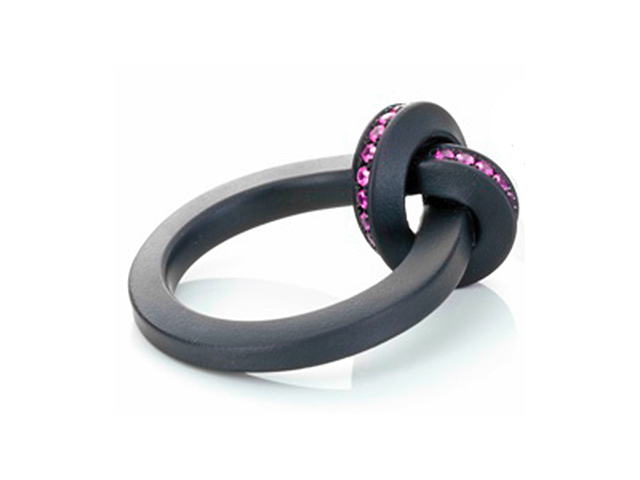 Knoten Saphir endlos locker Damenring Edelstahl IP schwarz 4,0mm Saphir Rot