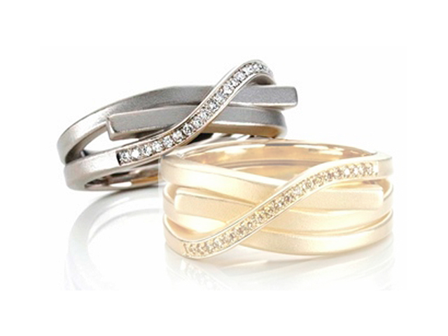 Knoten Brillant 2fach gewickelt Damenring Weißgold 2,5mm