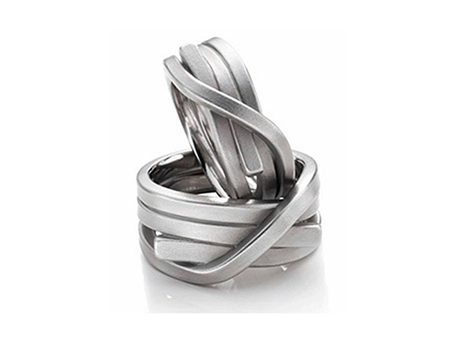 Knoten Pur 3fach gewickelt Damenring Platin