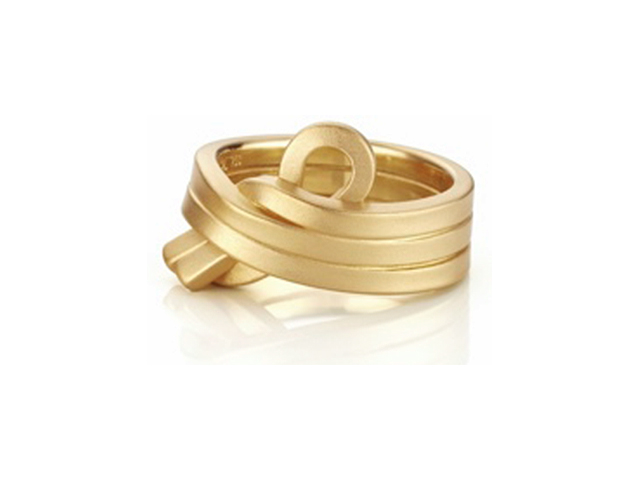 Knoten Pur 3fach gewickelt mit Schlaufe Damenring Gelbgold