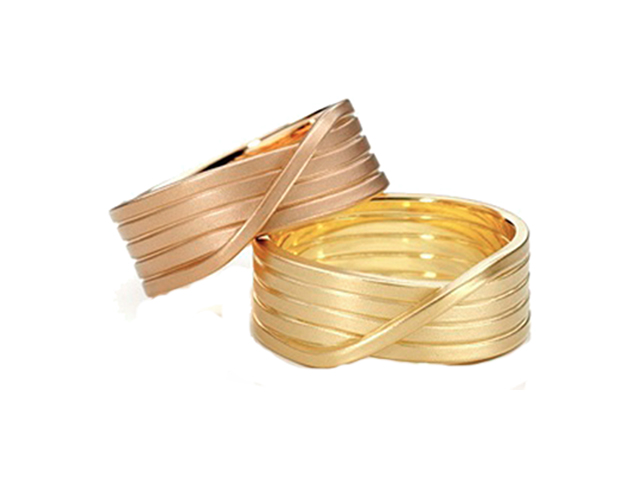 Knoten Pur 5fach gewickelt endlos Damenring Gelbgold