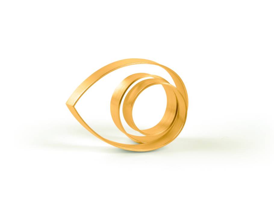 Dreh Dich Zweifingerring Silber gelbgoldplattiert und mattiert