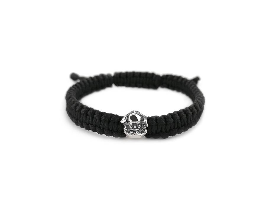 Edition "Nischel" Makramee-Armband schwarz mit Silber-Bead - in Anlehnung an das Karl Marx Monument