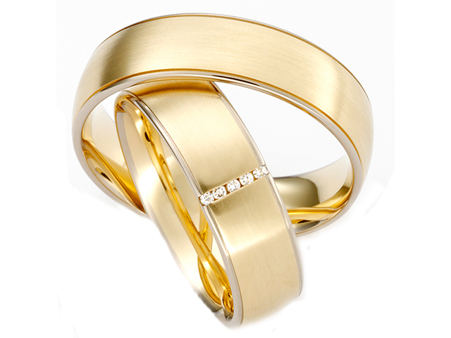 Trauring Paar Gelbgold 6,0mm gewölbt mit Brillanten 0,025ct