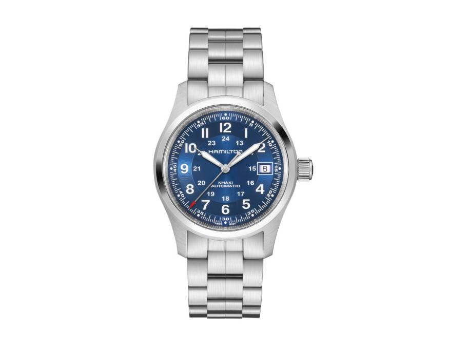 Khaki Field Automatik Edelstahl 38mm blaues Zifferblatt Metallband