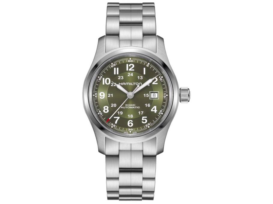 Khaki Field Automatik Edelstahl 42mm grünes Zifferblatt Metallband