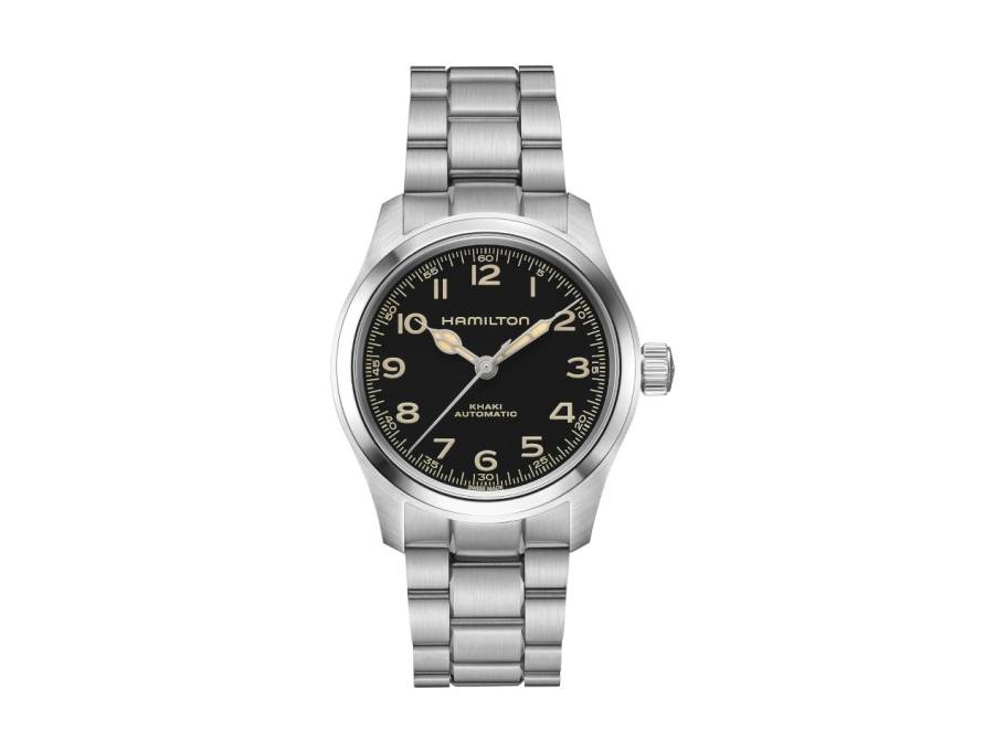 Khaki Field Murph Automatik Edelstahl 38mm schwarzes Zifferblatt Metallband