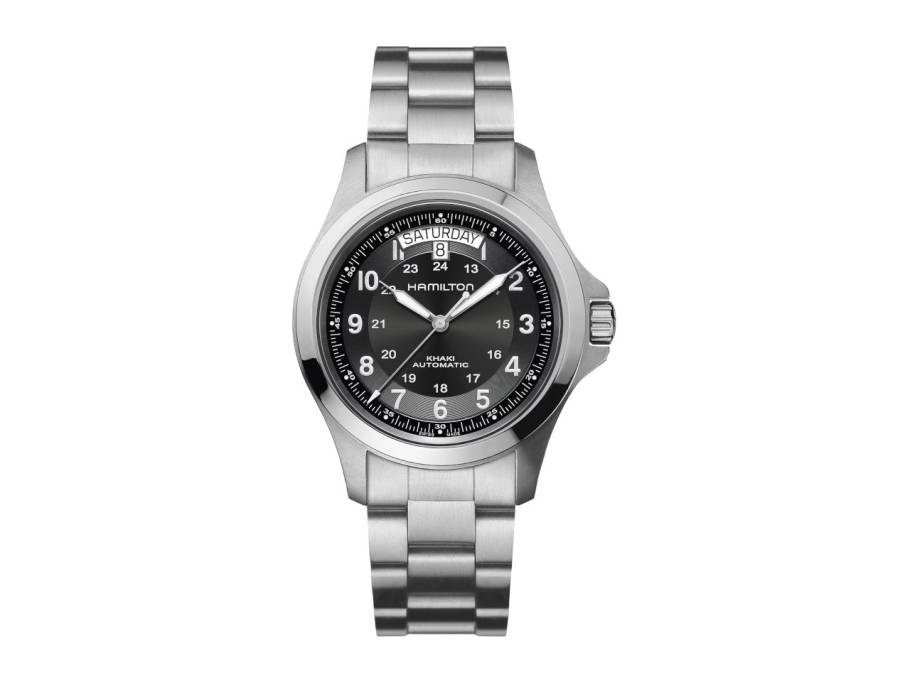 Khaki Field King Auto Edelstahl 40mm schwarzes Zifferblatt Metallband