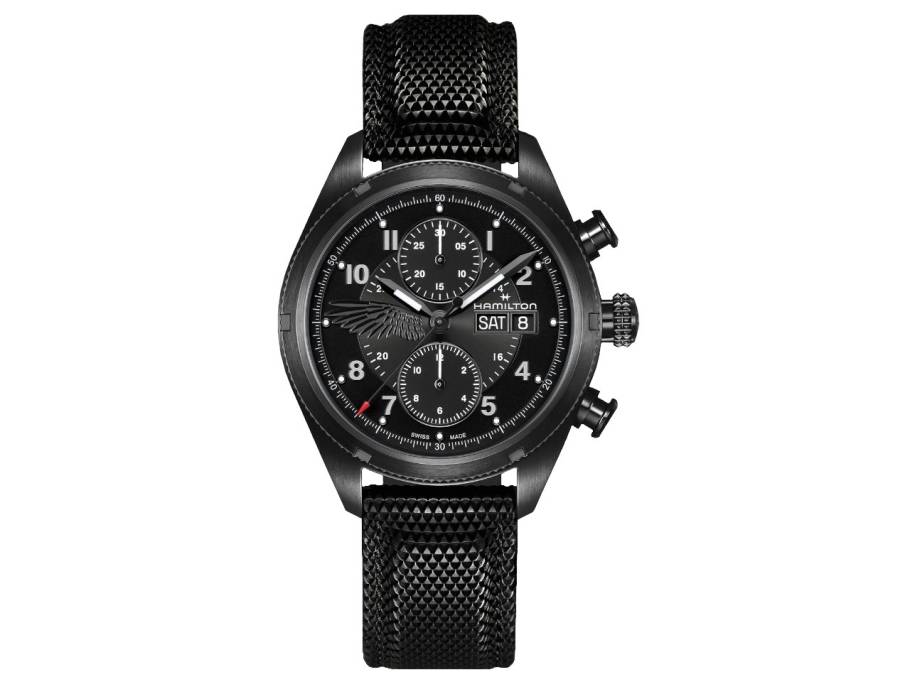 Khaki Field Auto Chrono Resident Evil Requiem Limited Edition Automatik Edelstahl PVD-Schwarz 42mm schwarzes Zifferblatt Kautschukband