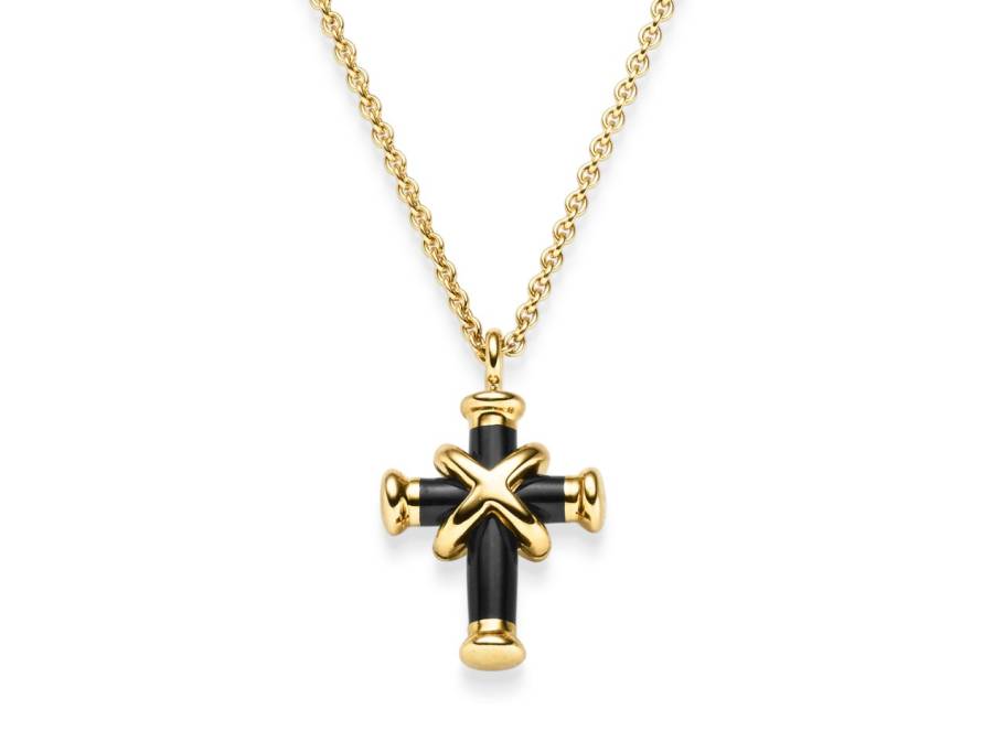 Crosses Anhänger  Mini Roségold mit Kaltemaille schwarz, mit Kette
