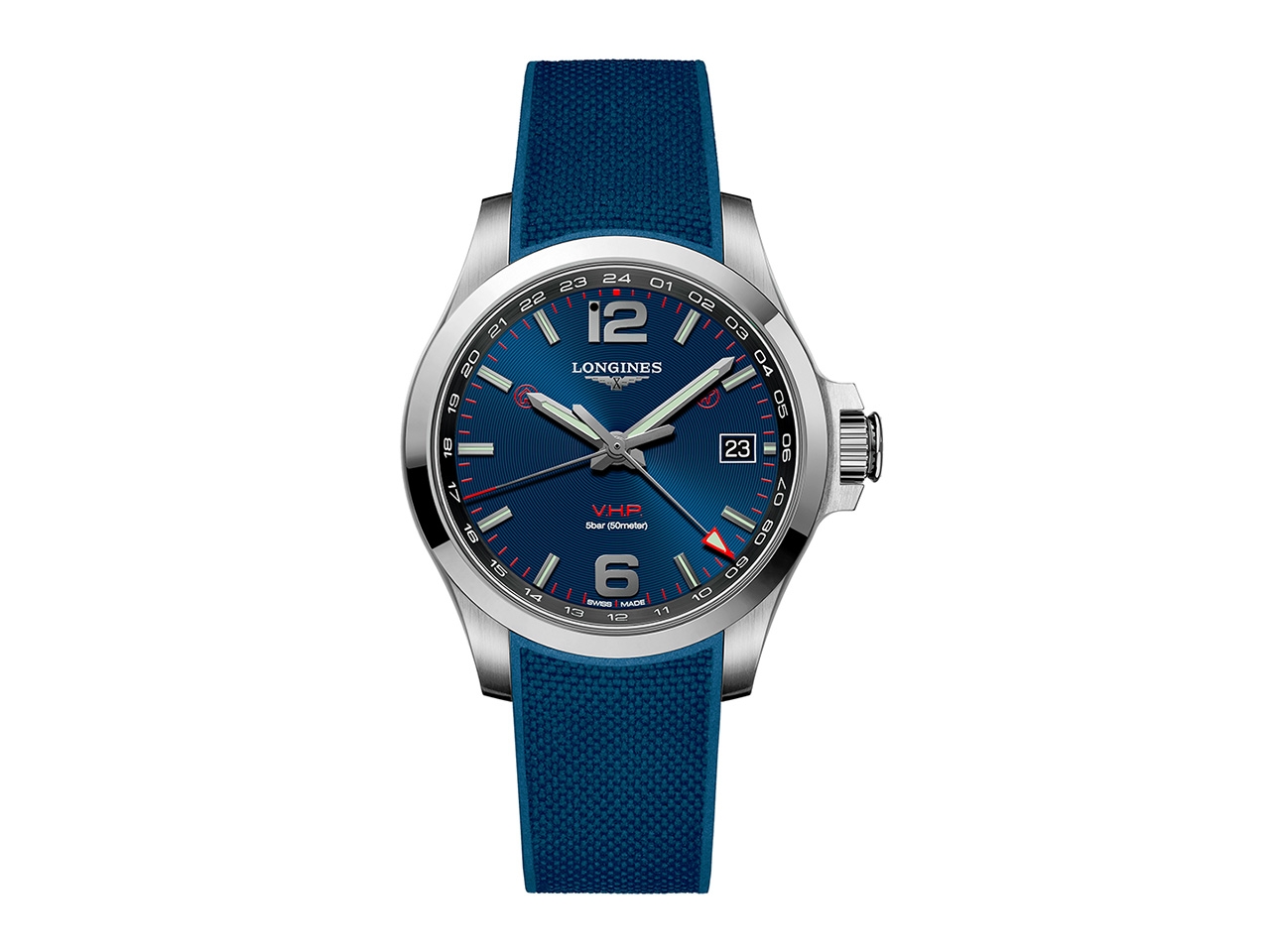 Longines Conquest VHP Quarz 41 mm GMT Edelstahl blau Metallband kaufen