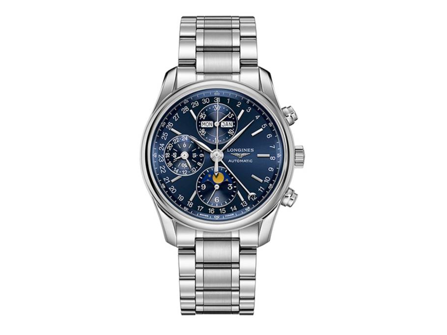 Master Collection Automatik 40 mm Chronograph Mondphase blau Index Metallband