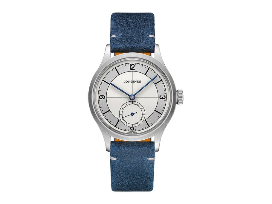 Heritage Classic Edelstahl silber blaues Lederband
