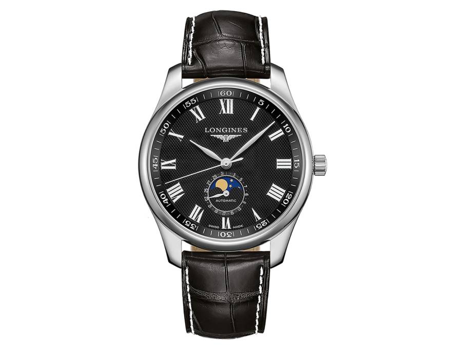 Master Collection Automatik 42 mm  Edelstahl schwarz römisch Lederband