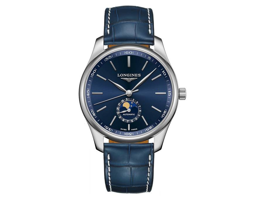 Master Collection Automatik 42 mm  Edelstahl blau Index Lederband