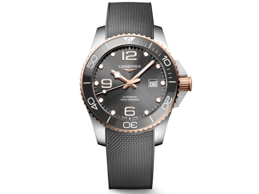 HydroConquest Herrenuhr Automatik 43mm PVD rose Edelstahl grau Kautschukband