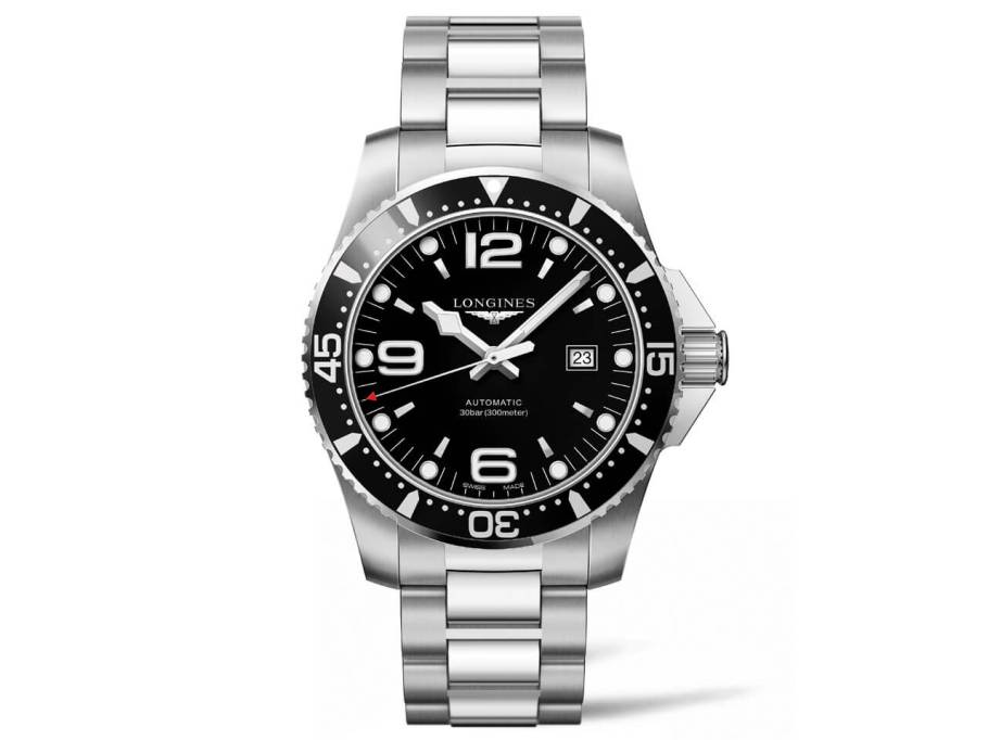 HydroConquest Herrenuhr Automatik 44mm Edelstahl schwarz Metallband