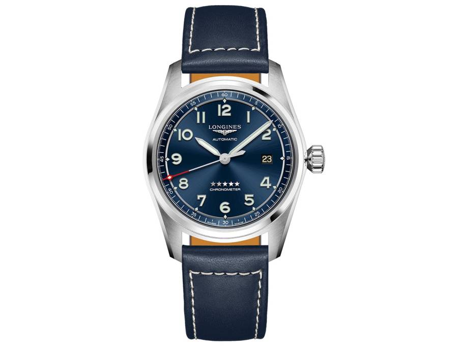 Spirit Automatik Edelstahl 40 mm blaues Zifferblatt blaues Lederband