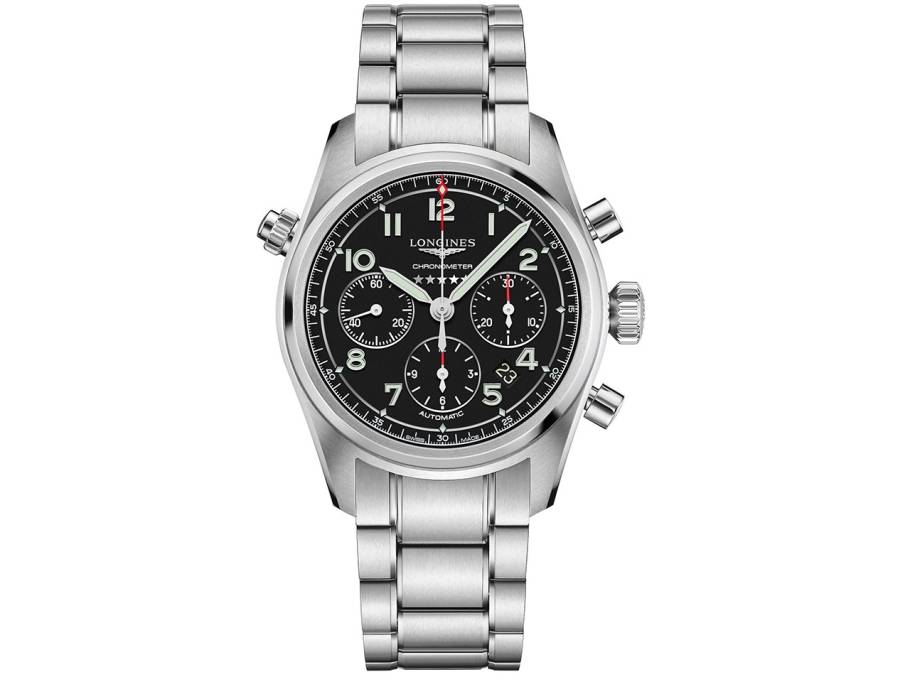 Spirit Automatik Chronograph Edelstahl 42 mm schwarzes Zifferblatt Edelstahlband