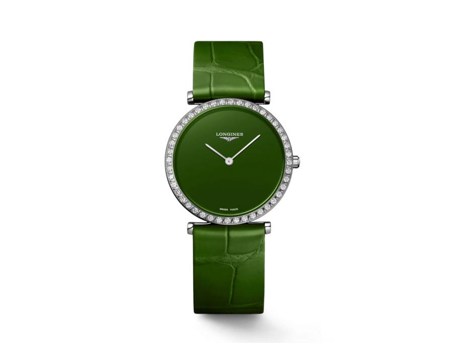 La Grande Classique De Longines Edelstahl 29mm grün Alligatorband grün