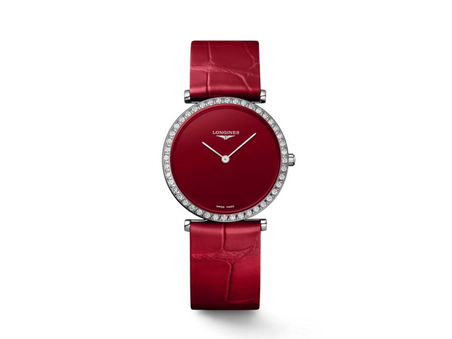 La Grande Classique De Longines Edelstahl 29mm rot Alligatorband rot
