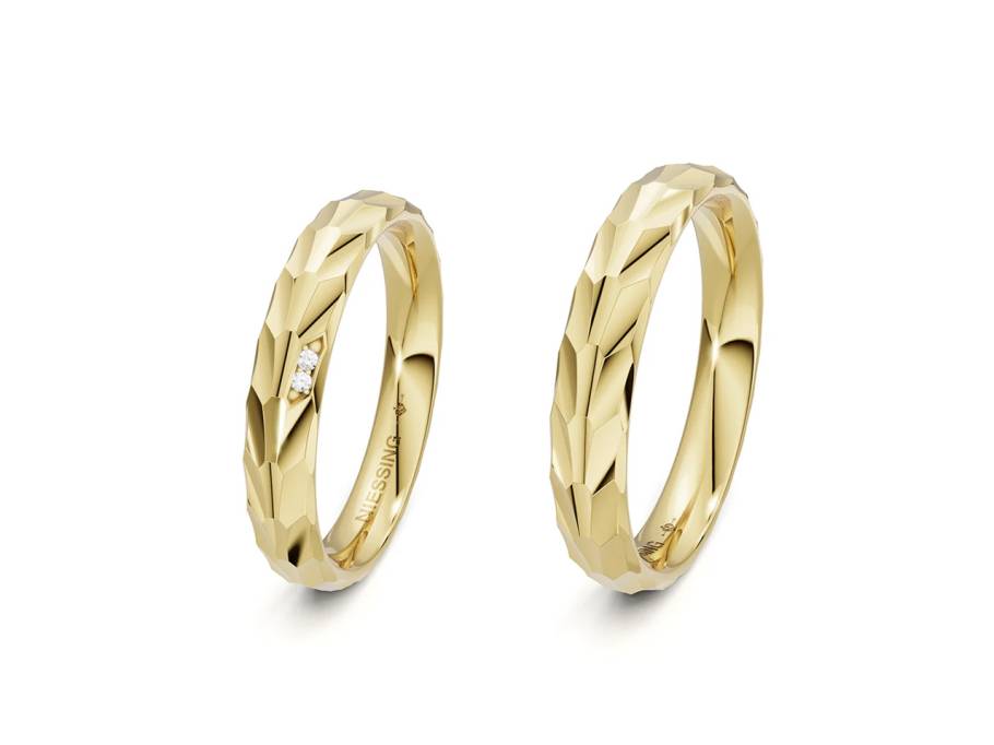 Trauringpaar Leaf Gelbgold 3,5mm Gloss