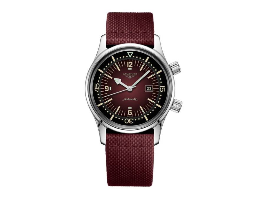 Heritage Legend Diver Automatik Edelstahl Lederband bordeauxrot 