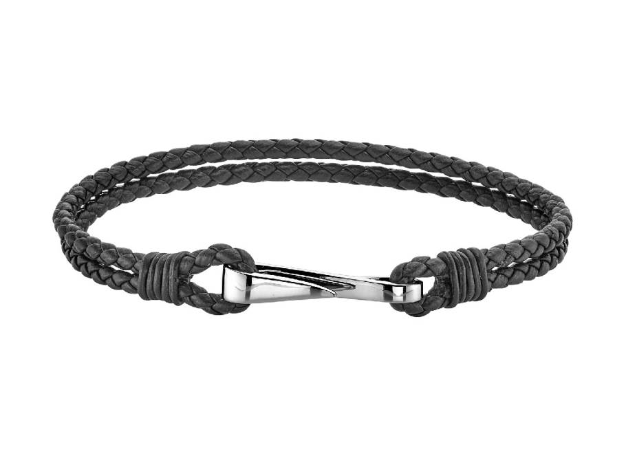Lederarmband braun Weißgold