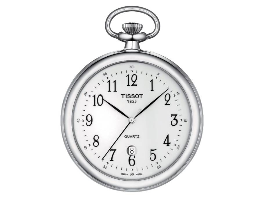 T-Pocket Taschenuhr Lepine Quarz Edelstahl 49mm weißes Zifferblatt