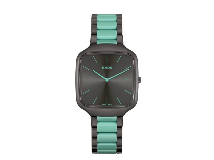   True Square Thinline Les Couleurs™ Le Corbusier Quarz Keramik grau 37mm Keramikband bicolor