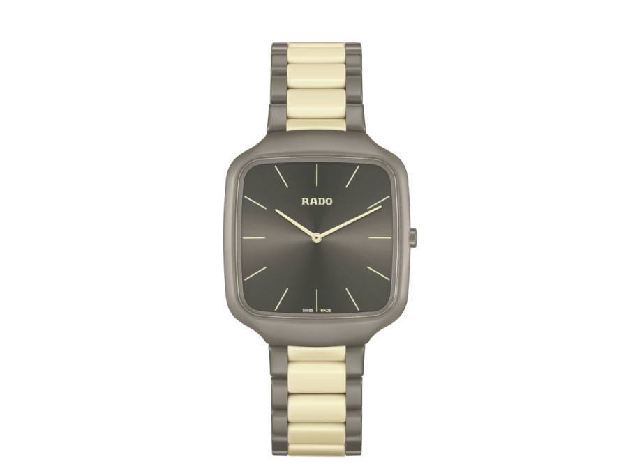   True Square Thinline Les Couleurs™ Le Corbusier Quarz Keramik grau/braun 37mm Keramikband bicolor