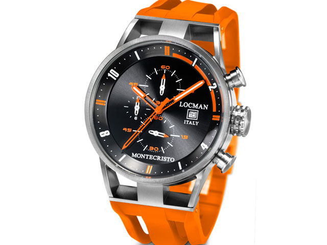 Montecristo Chronograph Titan Edelstahl schwarz orange