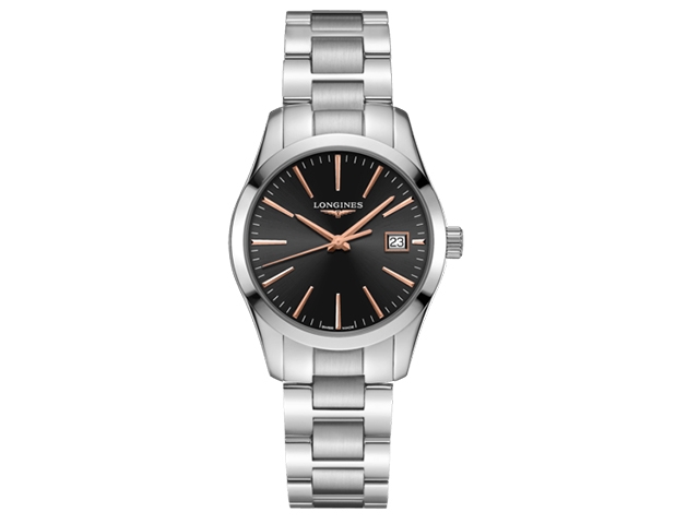 Conquest Classic Damenuhr Quarz Stahl schwarz Edelstahlband