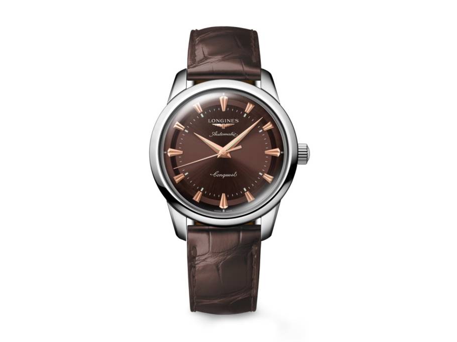 Conquest Heritage Automatik Edelstahl 40mm braunes Zifferblatt braunes Lederband