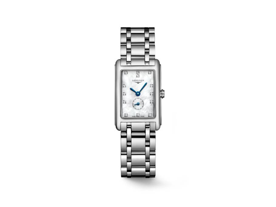 DolceVita   Mini Quarz Edelstahl 21x32mm Perlmutt-Zifferblatt mit Brillanten Metallband