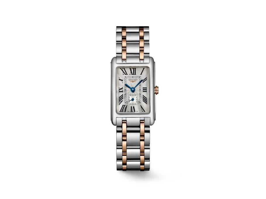 DolceVita   Mini Quarz Edelstahl 21x32mm silbernes Zifferblatt römisch Metallband bicolor