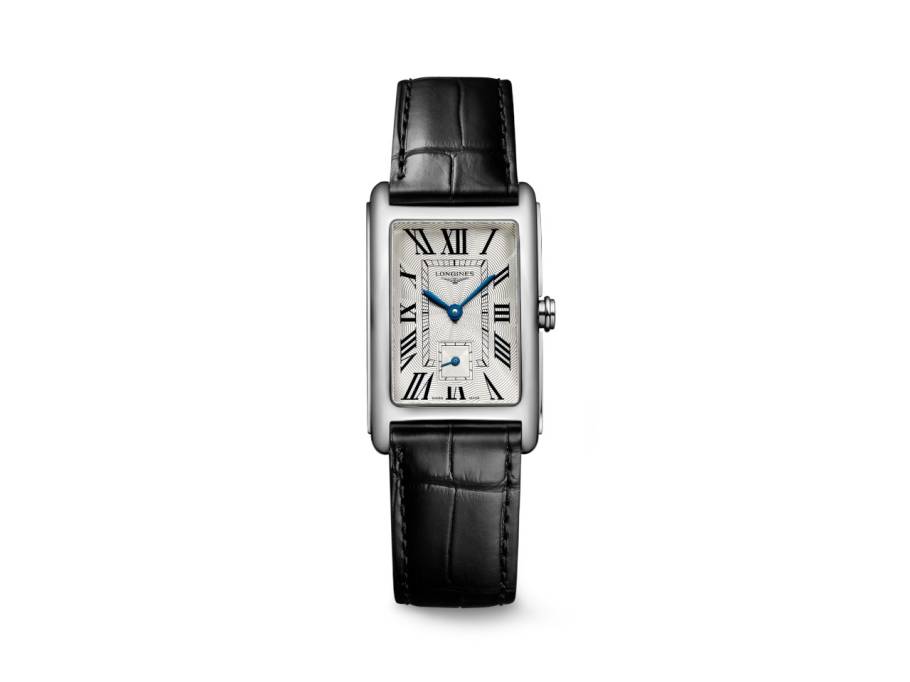 DolceVita  Medium Quarz Edelstahl 23x37mm silbernes Zifferblatt römisch schwarzes Lederband