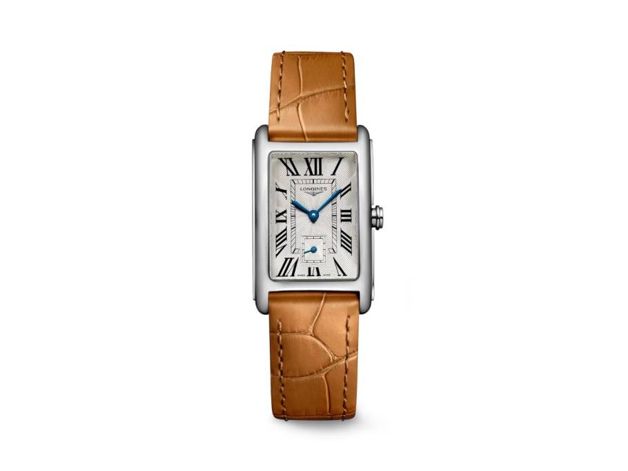 DolceVita  Medium Quarz Edelstahl 23x37mm silbernes Zifferblatt römisch braunes Lederband