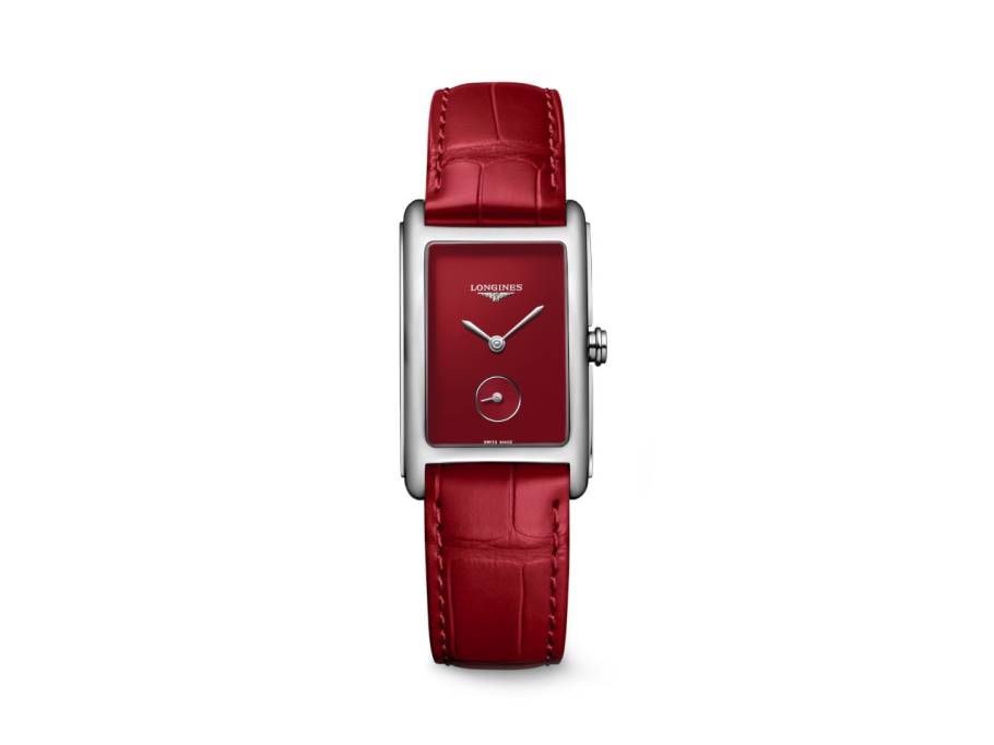 DolceVita  Medium Quarz Edelstahl 23x37mm rotes Zifferblatt rotes Lederband