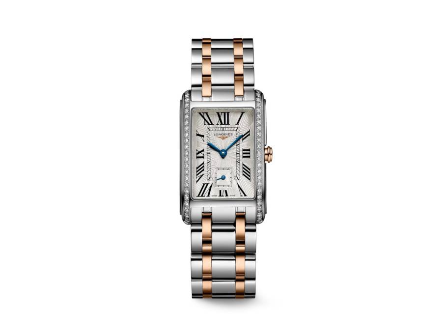 DolceVita Medium Quarz Edelstahl 23x37mm silbernes Zifferblatt römisch mit Brillanten Metallband bicolor