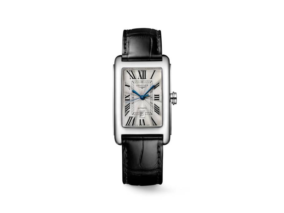 DolceVita Large Automatik Edelstahl 28x44mm silbernes Zifferblatt römisch schwarzes Lederband