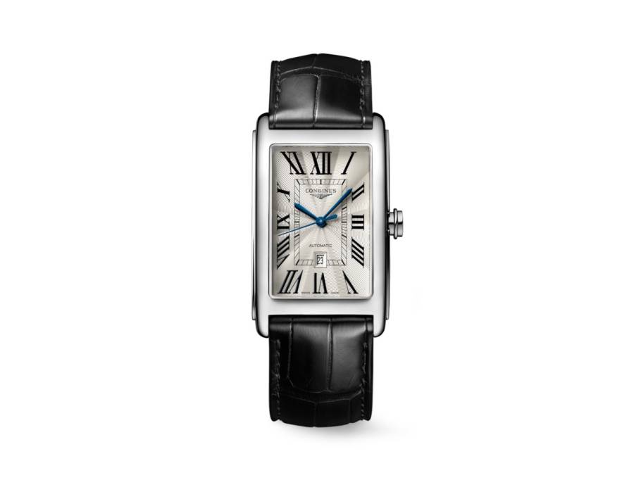 DolceVita Maxi Automatik Edelstahl 28x47mm silbernes Zifferblatt römisch schwarzes Lederband