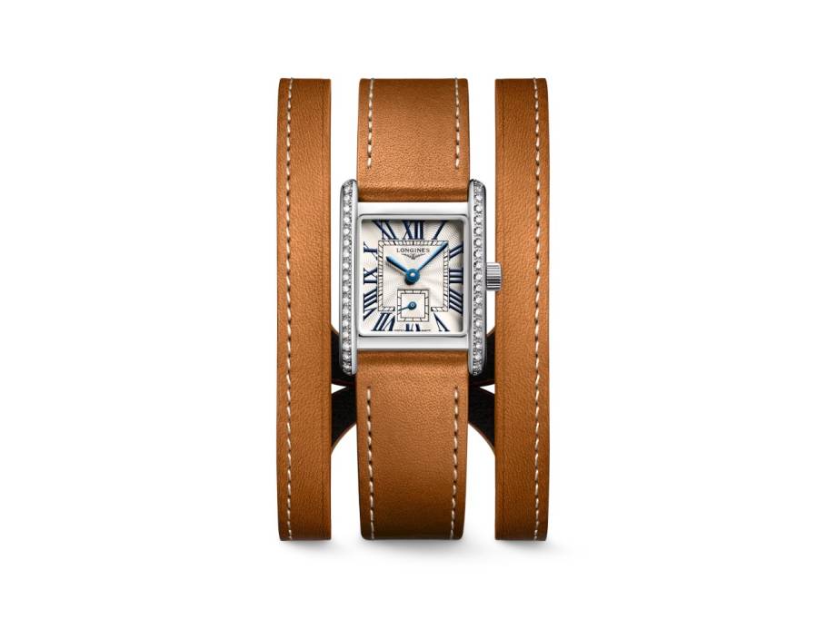 DolceVita   Mini Quarz Edelstahl 22x29mm silbernes Zifferblatt mit Brillanten braunes Lederband