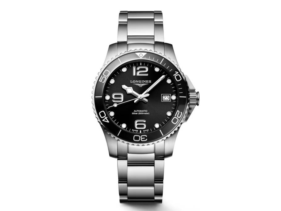      HydroConquest 39mm Automatik Edelstahl Zifferblatt schwarz Metallband