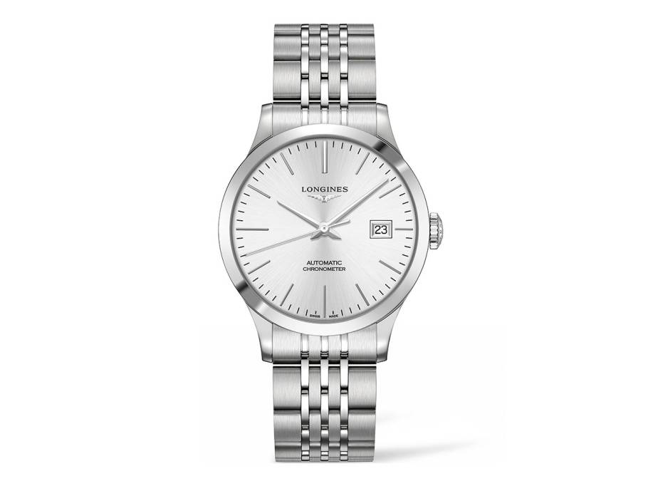 Record Chronometer Automatik 38,5 mm Edelstahl silber Index Metallband
