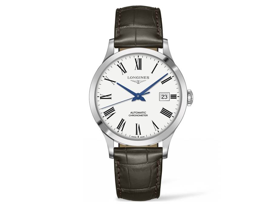 Record Chronometer Automatik 40 mm Edelstahl weiß Lederband