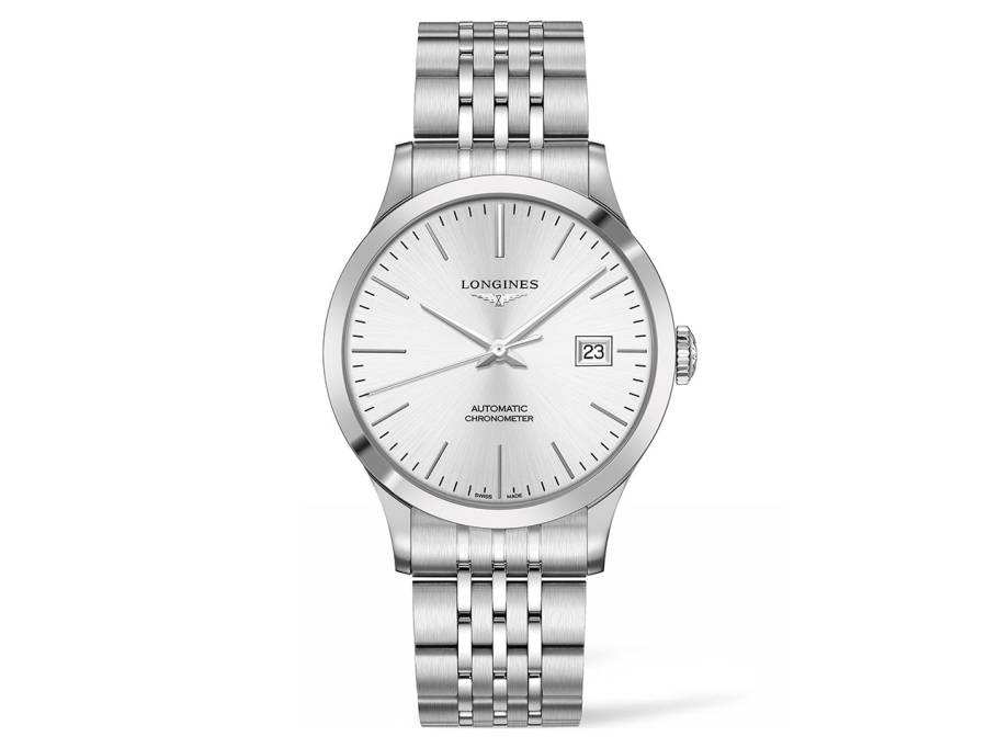 Record Chronometer Automatik 40 mm Edelstahl silber Index Metallband