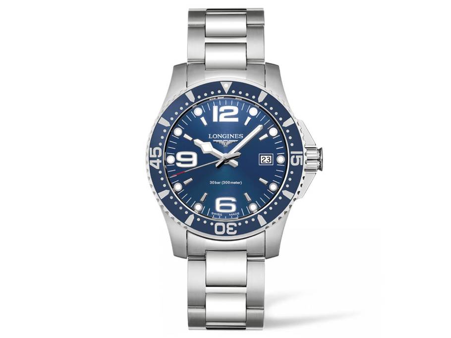 HydroConquest Herrenuhr Quarz 41mm Edelstahl blau Metallband